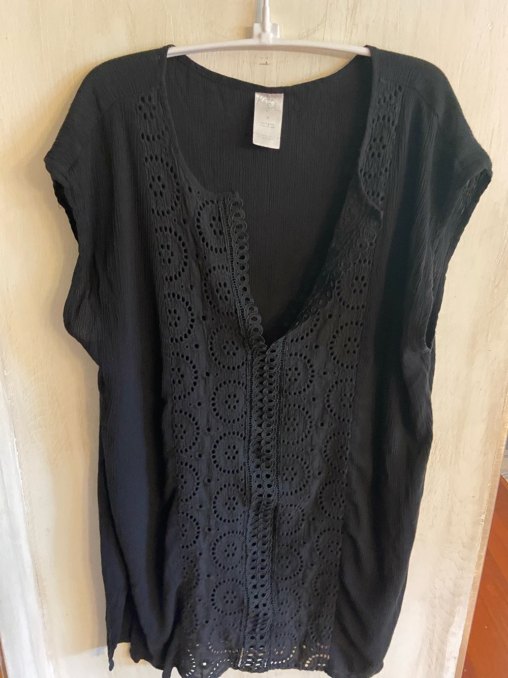 Kona Sol Black Embroidered Beach Coverup - Picture 2 of 5